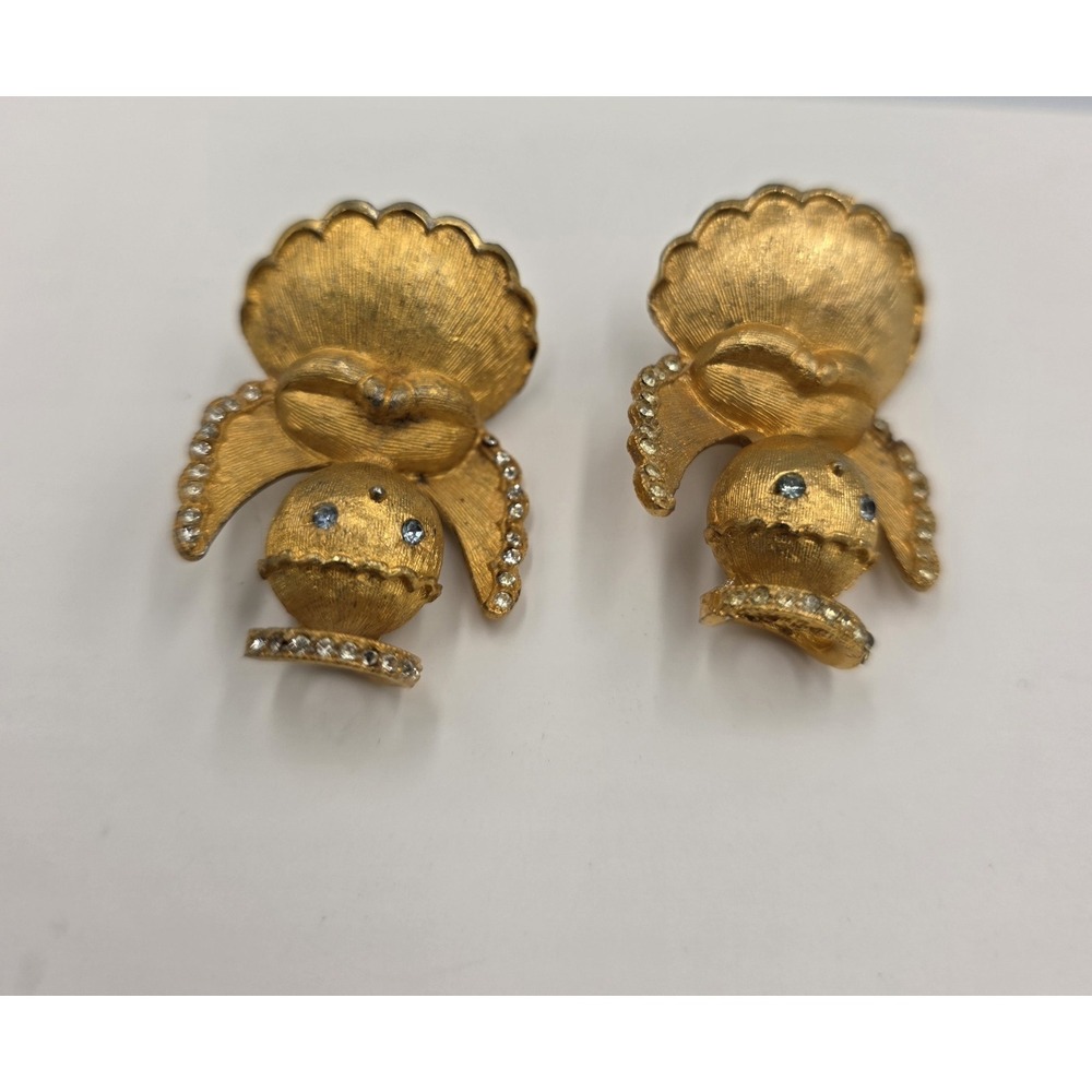 2‎ VTG Ultra Signed Angels on My Shoulder Rhinestone Gold Tone Pin Brooches 1.5" - Picture 3 of 7